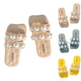 thumbnail image 6 of ZACPNCV Girl's Bow Open Toe Slip on Slippers PU Leather Slides Flat Sandals Yellow 10-11 Years, 6 of 6