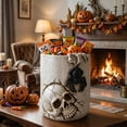 thumbnail image 3 of Large Skull Decor Halloween Candy Bucket Holder Bowl, Halloween Candy Bucket, Halloween Party Candy Bowl, Black Plastic Cauldron With Skeletons For Indoor/Outdoor Home/Kitchen Decoration, 3 of 7