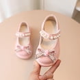 thumbnail image 5 of Toddler Kids Girls Dress Shoes Retro Leather Ankle Strap Peart Bow Ballet Flats Shiny Crystal Girl Shoes for Wedding Party School, 5 of 9