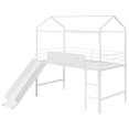 thumbnail image 3 of Aukfa Metal Twin Loft Bed with Slide and Wooden Blackboard, House Shaped Top, White, 3 of 10