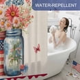 thumbnail image 6 of Independence Day Shower Curtain, 72" x 72", Flowers Butterfly Red Blue Waterproof Bathroom Curtain Washable Shower Curtain Set with 12 Hooks, 6 of 9
