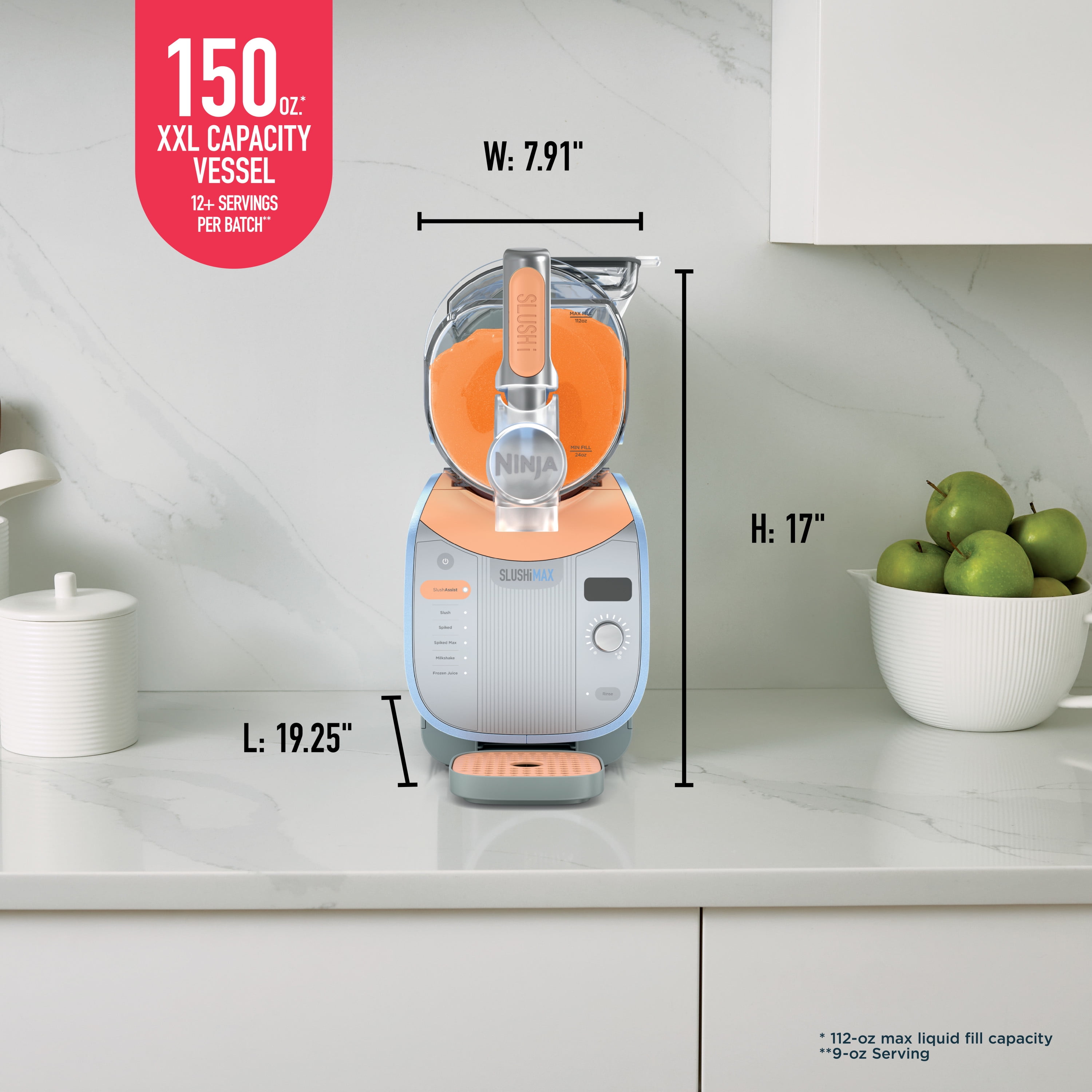 Ninja SLUSHi Max 150-Oz Frozen Drink Machine with SlushAssist Technology, 6 Presets, Dishwasher Safe, Party-Sized, Slushy Maker, FS605SG Blue