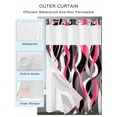 thumbnail image 2 of No Hook Cloth Fabric Shower Curtain with Snap in Liner, Pink Stripe Waterproof Shower Curtains Set with See Through Top Window, Gradient Grey Moire Geometric Modern Abstract Bath Curtains 36"x78", 2 of 6