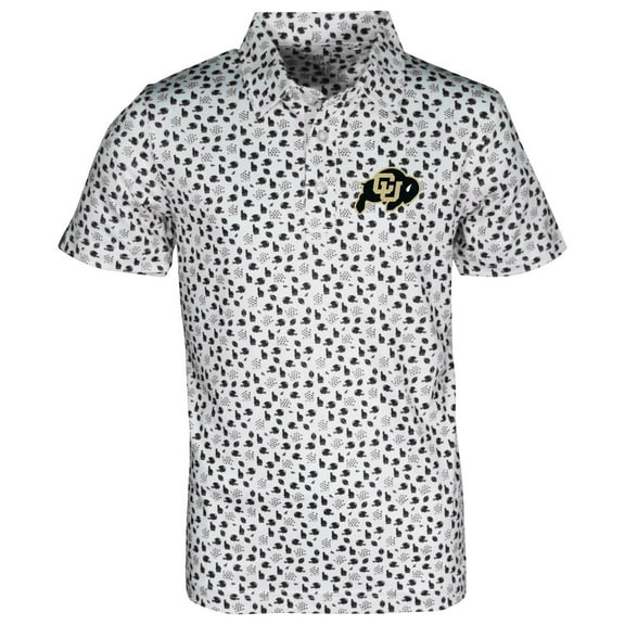Youth Garb White Colorado Buffaloes Earnest Allover Print Polo