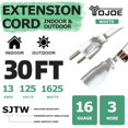 thumbnail image 2 of Cable de extensión YOJOE de 30 pies, calibre 16, 3 puntas, 13 A, resistente a la intemperie, 2 of 6