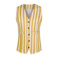 thumbnail image 5 of INSPIRE CHIC Business Vest for Men's Slim Fit V Neck Sleeveless Striped Prints Waistcoat S Yellow, 5 of 5
