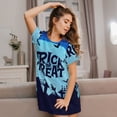 thumbnail image 3 of Fotbe Halloween Trick Or Treat Bata de Dormir para Mujer con Estampado, Camisón de Algodón de Manga Corta, Ropa de Dormir Casual, 3 of 6