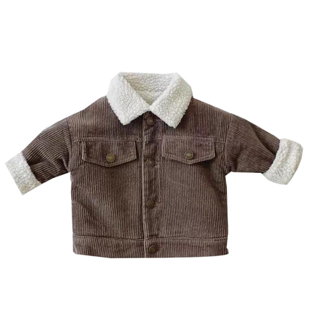 Gibobby Chamarra de forro polar para niños y niñasNiños pequeños, niñas, invierno, manga larga, pana, , polar, chaqueta cálida, abrigo, prendas de vestir(Marrón, 3-4 Años)
