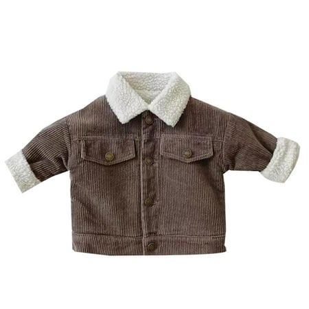 

Dr.Eam Infant Jackets Toddler Boys Girls Winter Long Sleeve Corduroy Lamb Fleece Warm Jacket Coat Outwear Begie Brown Outerwear Tops Boys Girls Brown 18 M-24 M