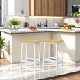 thumbnail image 6 of Bar Stools 25.6" Farmhouse Style Bar Chairs for Dining Room, Kitchen, Counter - Set of 2, White, 6 of 7