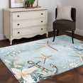 thumbnail image 3 of Area Rug 4'x6', Teal Ocean Coastal Non-slip Runner Rug Carpet for Bedside, Summer Beach Nautical Coral Starfish Washable Outdoor Indoor Area Rugs Mat for Entryway/Living Room/Bedroom/Kitchen/Office, 3 of 9
