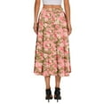 thumbnail image 4 of WTOBBY Women's Bohemian Floral Print Pocket Skirt Solid Color High Waist Maxi Skirt Casual Beach Skirt with Elastic Waist Drawstring Tiered Flowy Long Skirt,Watermelon Red 2XL, 4 of 4