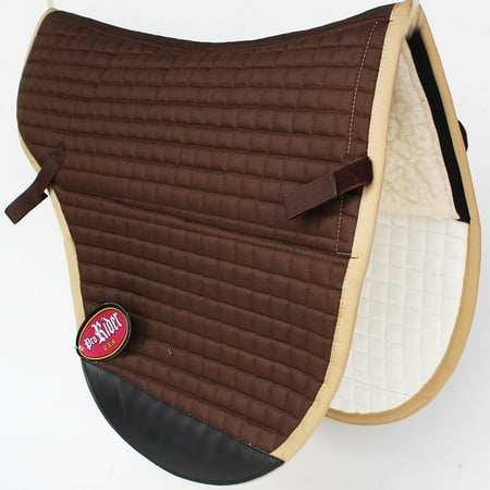 Leather Jumping Saddle - Horse Quilted English Endurance Treeless Jumping Fur Saddle Pad Brown 6403BR
