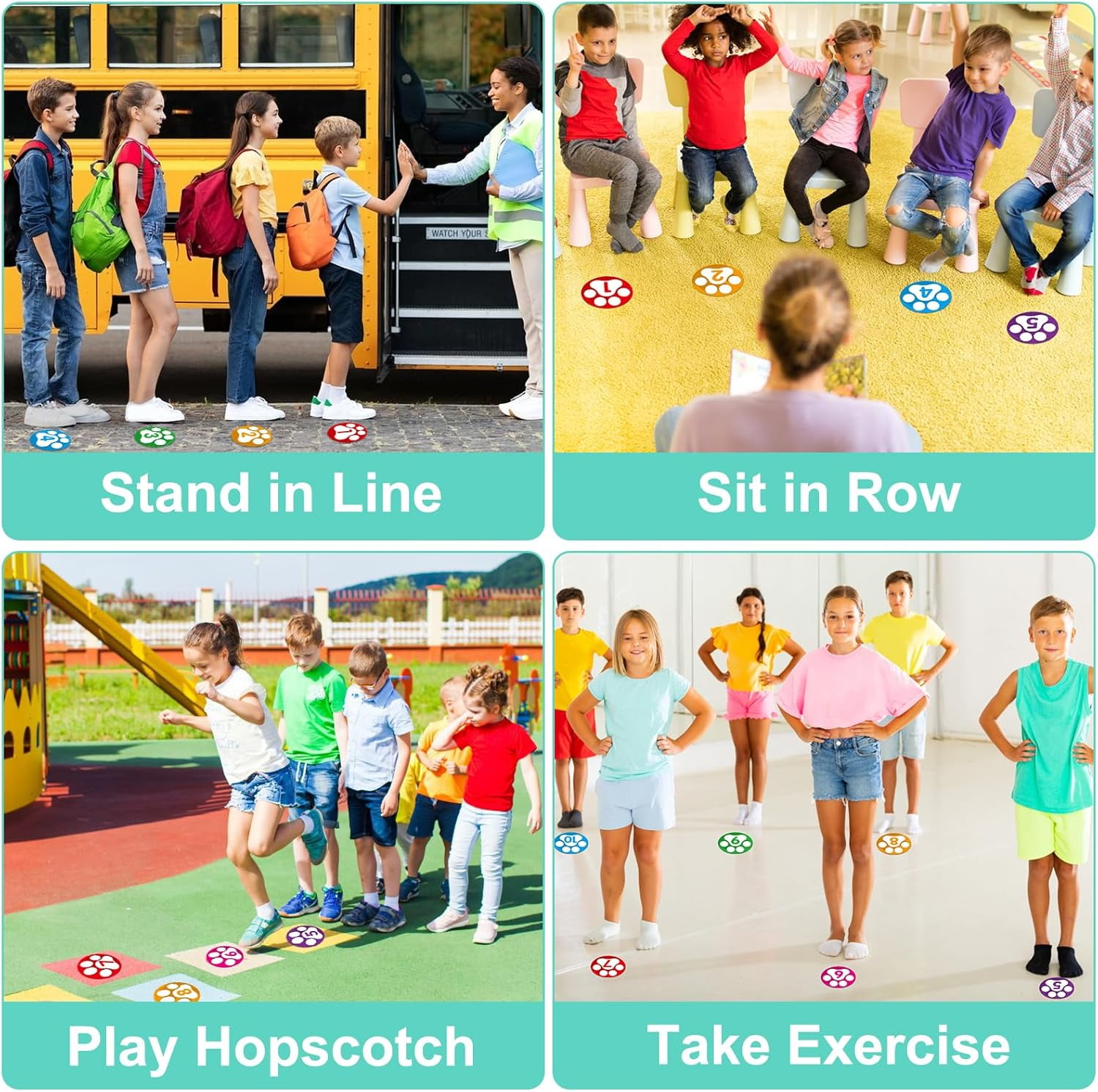 Line up Spots for Classroom Floor Number Stickers for Classroom 36Pcs Line up Dots Floor Dots Decals Line up Numbers for Preschool Kindergarten Back to School Supplies