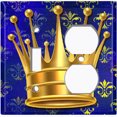 thumbnail image 2 of Metal Light Switch Wall Plate Outlet Cover (Queen Crown Blue Pattern - Single Toggle Single Duplex), 2 of 2