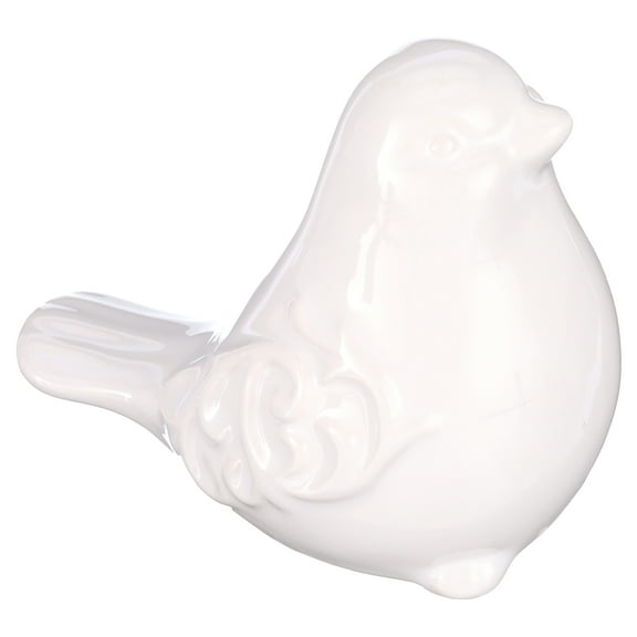 KiaoTime New French Garden Cottage Bird Figurine Decorative White Glazed Ceramic Bird Figurine, Bird Statue, Bird Sculpture Home Garden Wedding Decor (White)
