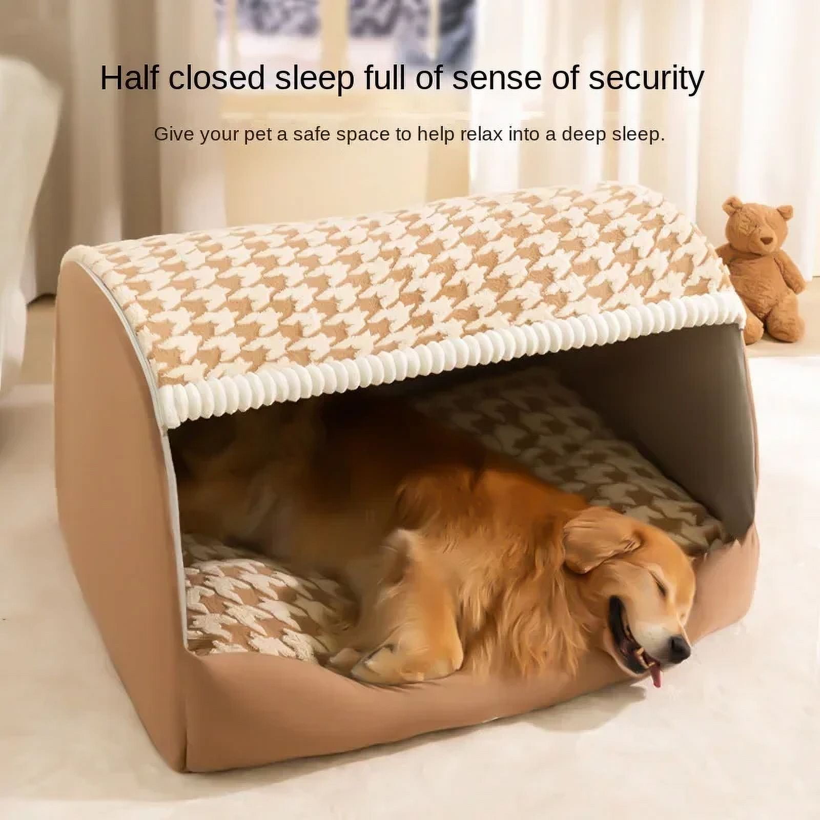 Autumn and Winter Dog Thousand Birds Check Large Dog Golden Retriever Big Deep Sleep Cat Kennel Pet Kennel