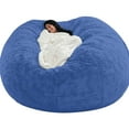 thumbnail image 4 of Velvet Round Saucer Chair Cover High Stretch Papasan Chair Cushion Cover Removable Furniture Protector for Living Room Washable Blue, 4 of 6