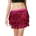 thumbnail image 1 of Jupes pour Femmes Jupe de Ballet Longue Jupe Florale Jupes de Table Jetables Mignonne pour Femmes Paillettes à Franges Trois Couches Danse Danse Fête Boîte de Nuit Rouge G, 1 of 6