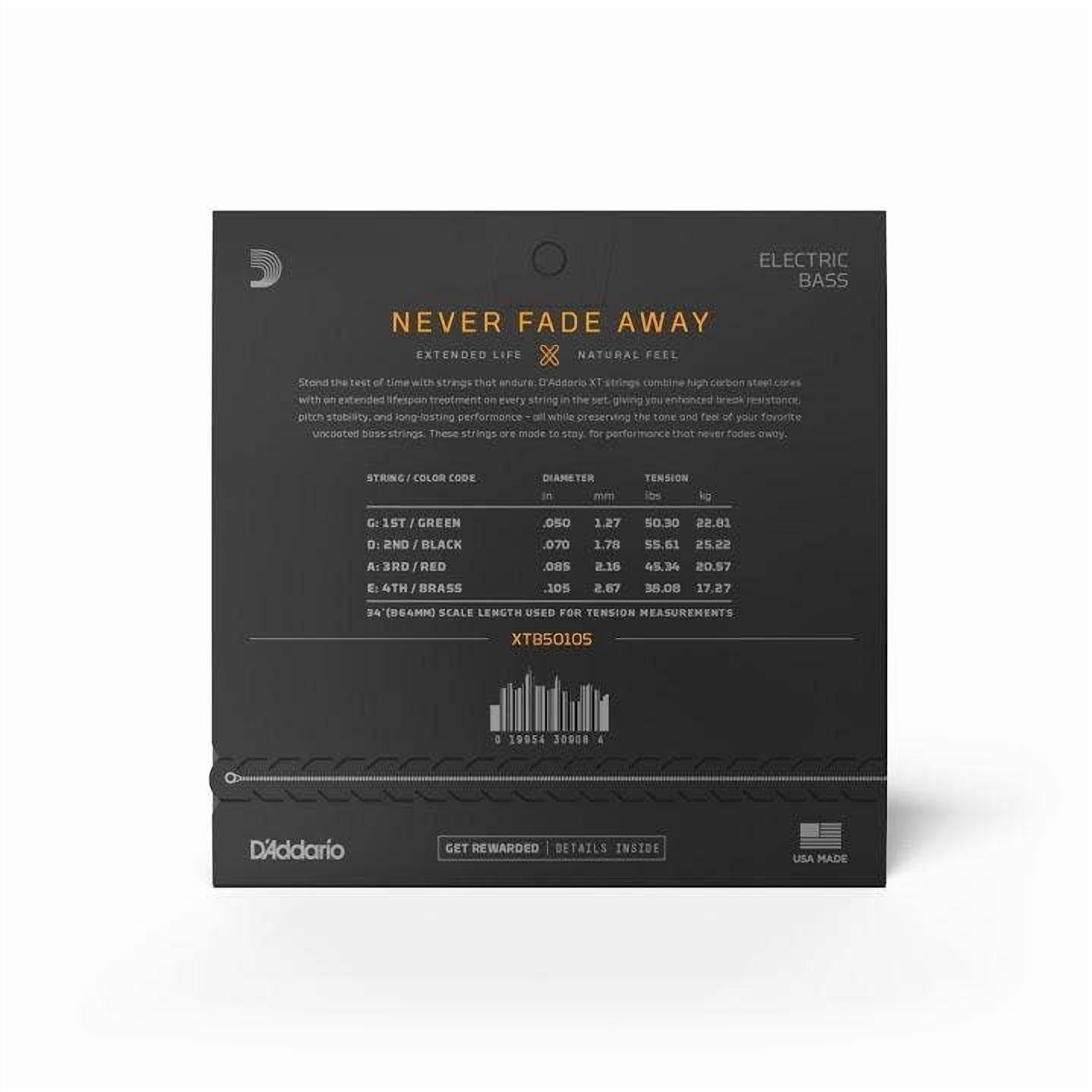 D'Addario XT Bass Guitar Strings Nickel Plated Steel, Medium, Long Scale, 50-105