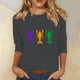 thumbnail image 1 of Xuyuer Carnival Celebration Printed Tee - Ladies' Casual Round Neck 3/4 Sleeve Loose T-Shirt for Festival Parades, Costume Parties, Colorful Street Style Wear & Masquerade Themed Outfits, 1 of 5