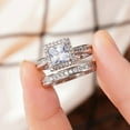 thumbnail image 3 of SEPARQI 2pcs His and Hers Wedding Ring Sets Couples Engagement Rings Women and Men 925 Sterling Silver AAA Cubic Zirconia Geometric, 3 of 6