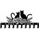 thumbnail image 1 of Llavero de pared con diseño de gato y rosa, con 10 ganchos, de metal, personalizado, para colgar en la pared, con diseño de gato negro, 1 of 9