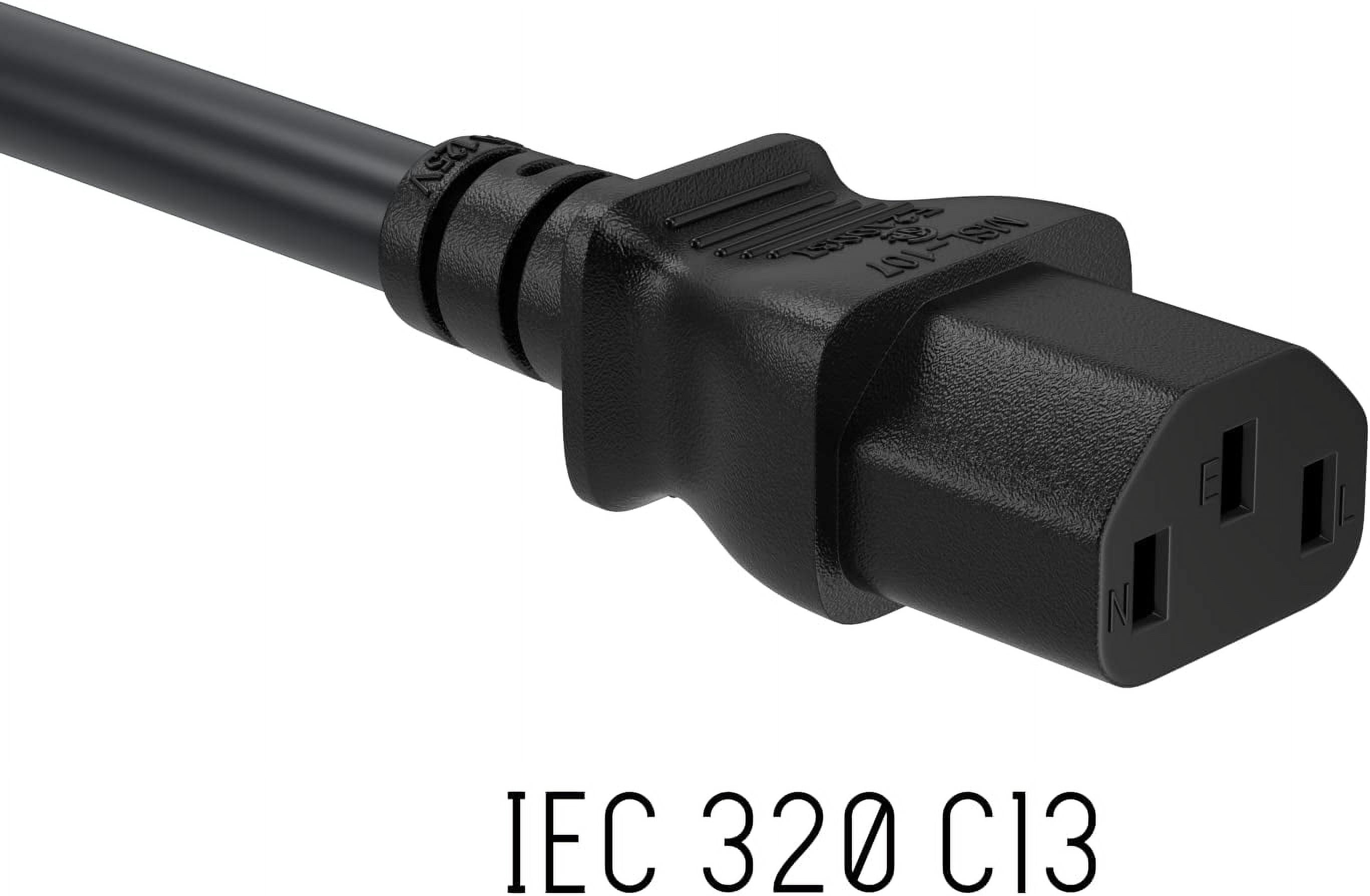 JJEAN-5ft 14AWG Computer Power Cord, NEMA 5-15P to IEC C13 AC Power Cable, Heavy Duty 3-Prong Replacement Power Cord for PC, Monitor, Printer, Server & TV - Black