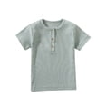 thumbnail image 2 of Tdoqot Toddler Girls Cotton T Shirts- Crewneck Kids Clothes Short Sleeve Casual Summer Tops with Buttons Green Size 4 T, 2 of 4