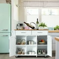 thumbnail image 4 of Costway Kitchen Island Trolley Cart Wood Top Rolling Storage Cabinet w/Knife Block White, 4 of 12