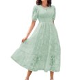 thumbnail image 2 of Vestido Plisado De Mujer Vestido plisado para mujer, manga abullonada, vestido de columpio grande, informal para fiesta (verde XL) Cgtredaw Para estrenar, 2 of 6