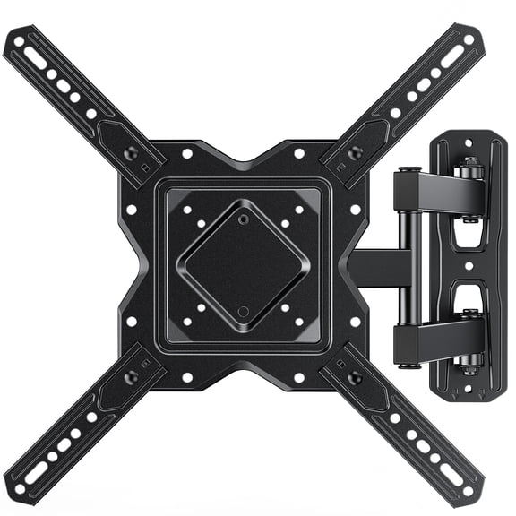 MountFTV Full Motion TV Wall Mount for 26-60 inch TVs, Three-Arm Rotatable Corner TV Mount Bracket with Extension, Swivel Tilt Level, Max 400x400mm, Holds up to 77 lbs, Single Stud