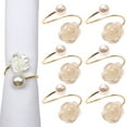 thumbnail image 1 of Coofit Anneau de Serviette Fleur en Alliage : 6 Pcs Porte-Serviette Perle Fausse Boucle pour Table, 1 of 10
