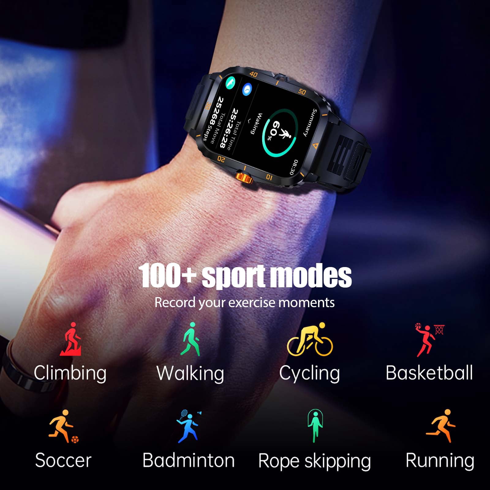 XAXRE KT71 Smart Watches for Men (Call Receive/Dial), 3ATM Waterproof, 1.96" HD Large Screen Smartwatches, Rugged Smartwatch for Android iOS