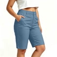 thumbnail image 6 of hoksml Women's Bermuda Chino Shorts - Stretch Fabric with Button Closure and Pockets, Casual Work Shorts, 6 of 6