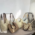 thumbnail image 5 of New Fashionable Handmade Woven Bag, Crochet Bucket Bag for Women, Handbags Hobo Handmade Flower Tote Bags(D), 5 of 7