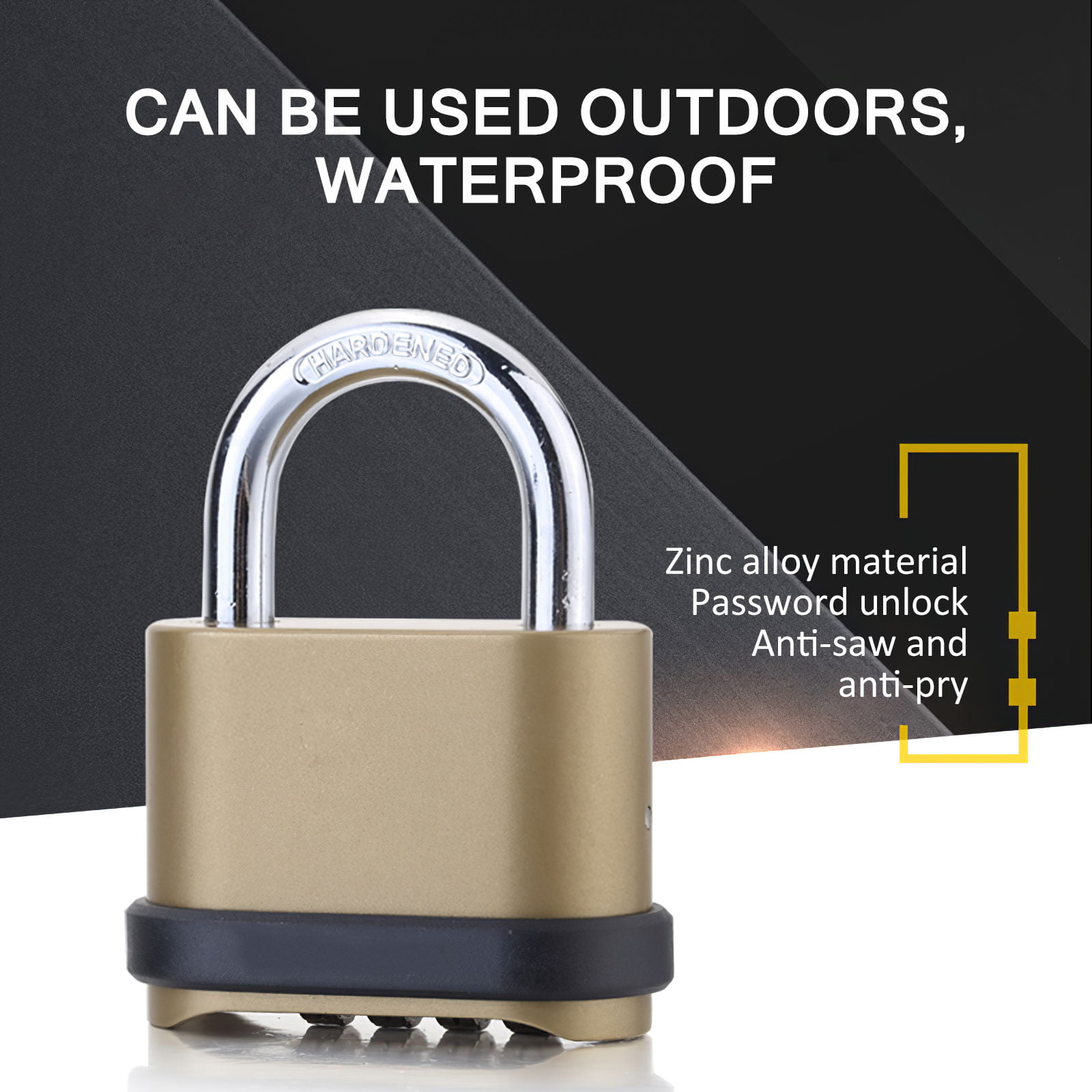 Password Padlock 4 Digit 10000Combination Zinc Alloy Lock Security Waterproof 