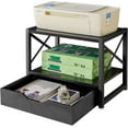 thumbnail image 4 of 2 Tier Desktop Printer Stand,Multi-Purpose Desk Organizer,Wooden Printer Stand with Drawer Storage for Folders,Books,for Fax Machine, Scanner,Home Office,Black TLJ006B, 4 of 7