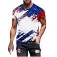 thumbnail image 3 of UVEASISHA Men's USA Flag T-Shirt Patriotic Freedom Graphic Tee Independence Day Short Sleeve Tie Dye Print Tshirts Soft Stretchy Gym Muscle Tees Wine L, 3 of 6