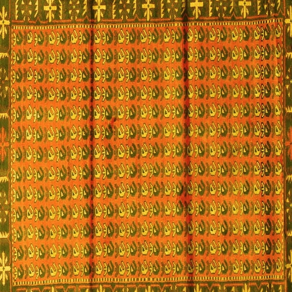 Ahgly Company Indoor Square Persian Yellow Traditional Area Rugs, 7' Square