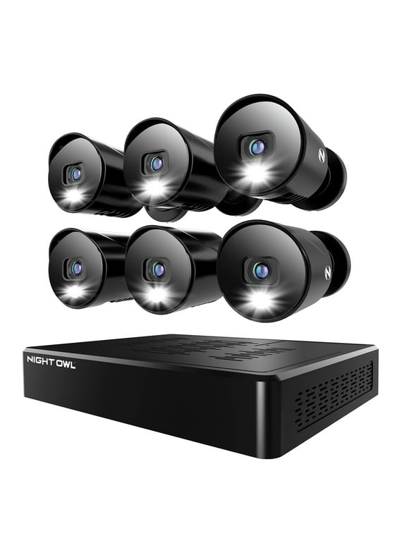 Night Owl 12 Channel DVR Security System with 6 Wired 1080p HD Spotlight Cameras and 1TB Pre-Installed Hard Drive, Black