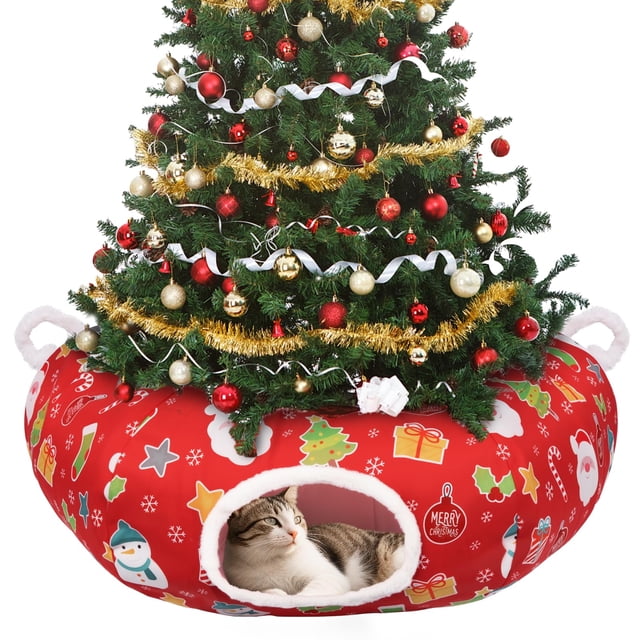 Alfombra de árbol de Navidad y túnel para gatos Petrendy