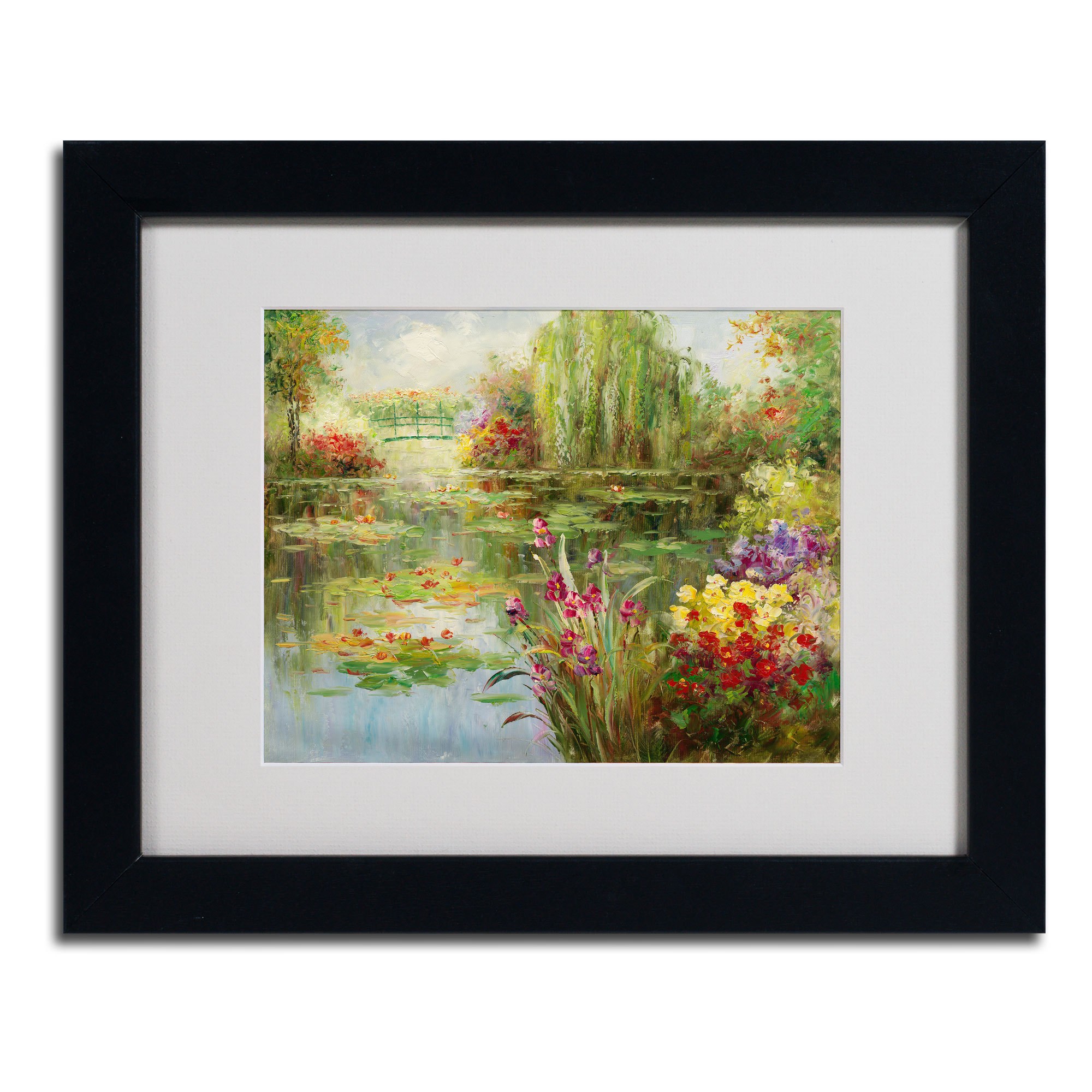 Trademark Fine Art "Water Lilies" Canvas Art by Victor Giton, Black Frame