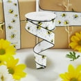 thumbnail image 3 of Craig Bachman 1.5 Inch Bumble Bee On Diagonal Weave Ribbon, White, 3 of 4