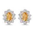 thumbnail image 1 of 14k Yellow Gold Oval Citrine And Diamond Earrings, 1 of 1