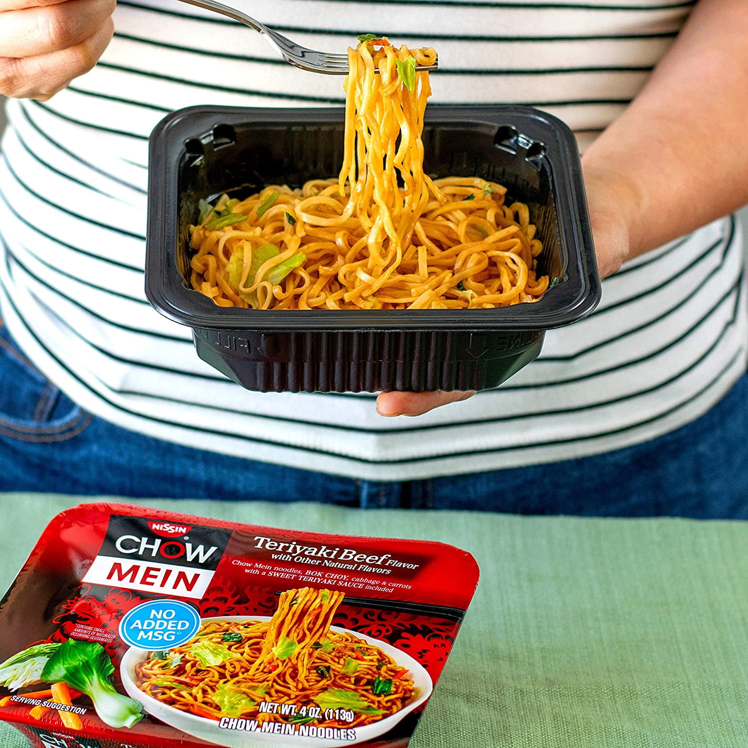 Nissin Chow Mein Noodles Teriyaki Beef Flavor, 4 OZ (Pack of 8)