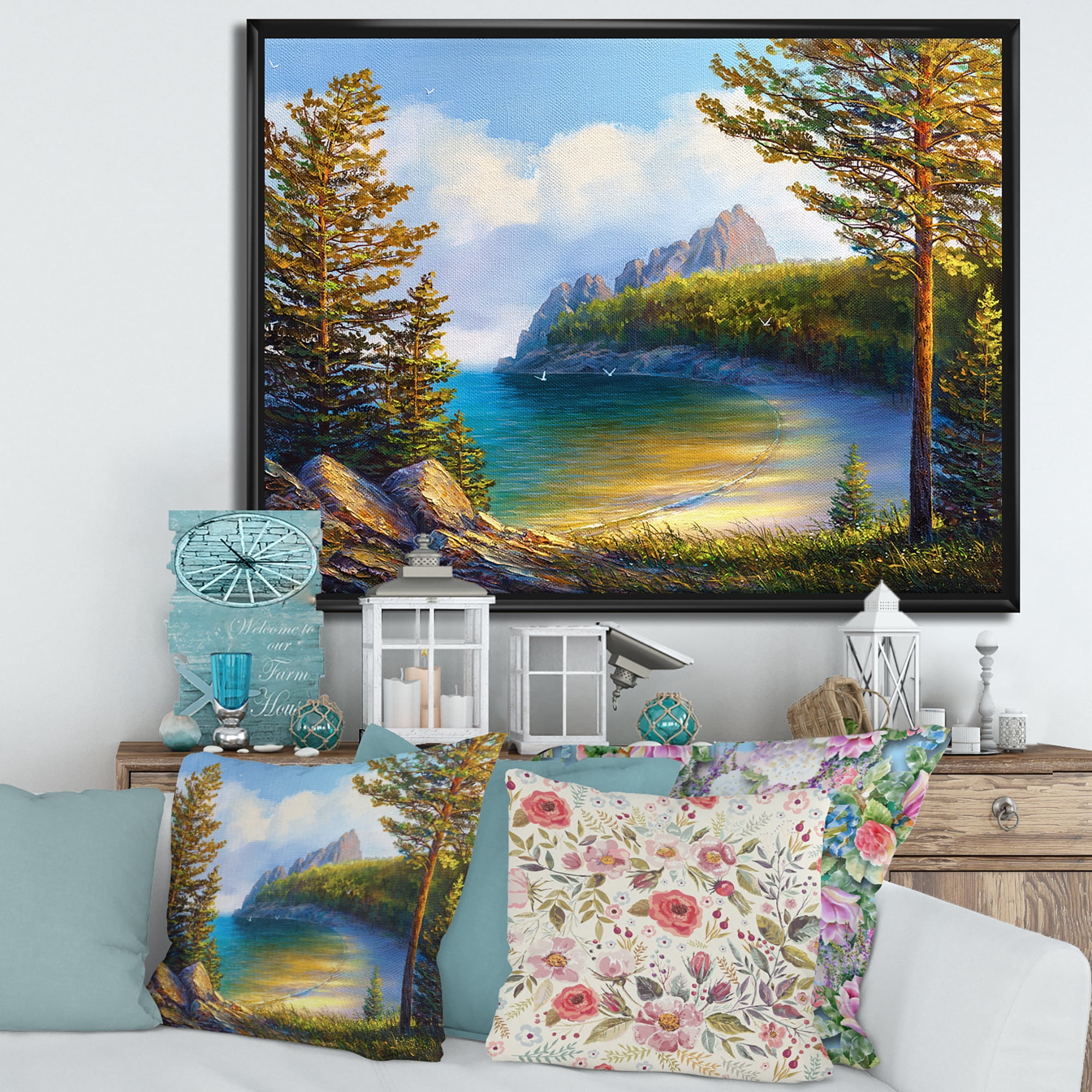 Designart 'Sunrise By The Wild Beach' Nautical & Coastal Framed Canvas Wall Art Print