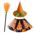 thumbnail image 4 of LYHaoo 3 Pcs Halloween Witch for Girls, Kids Tutu Skirt Hat Broom Girls Party Skirt Set for Dress up and Photo Props(L), 4 of 4