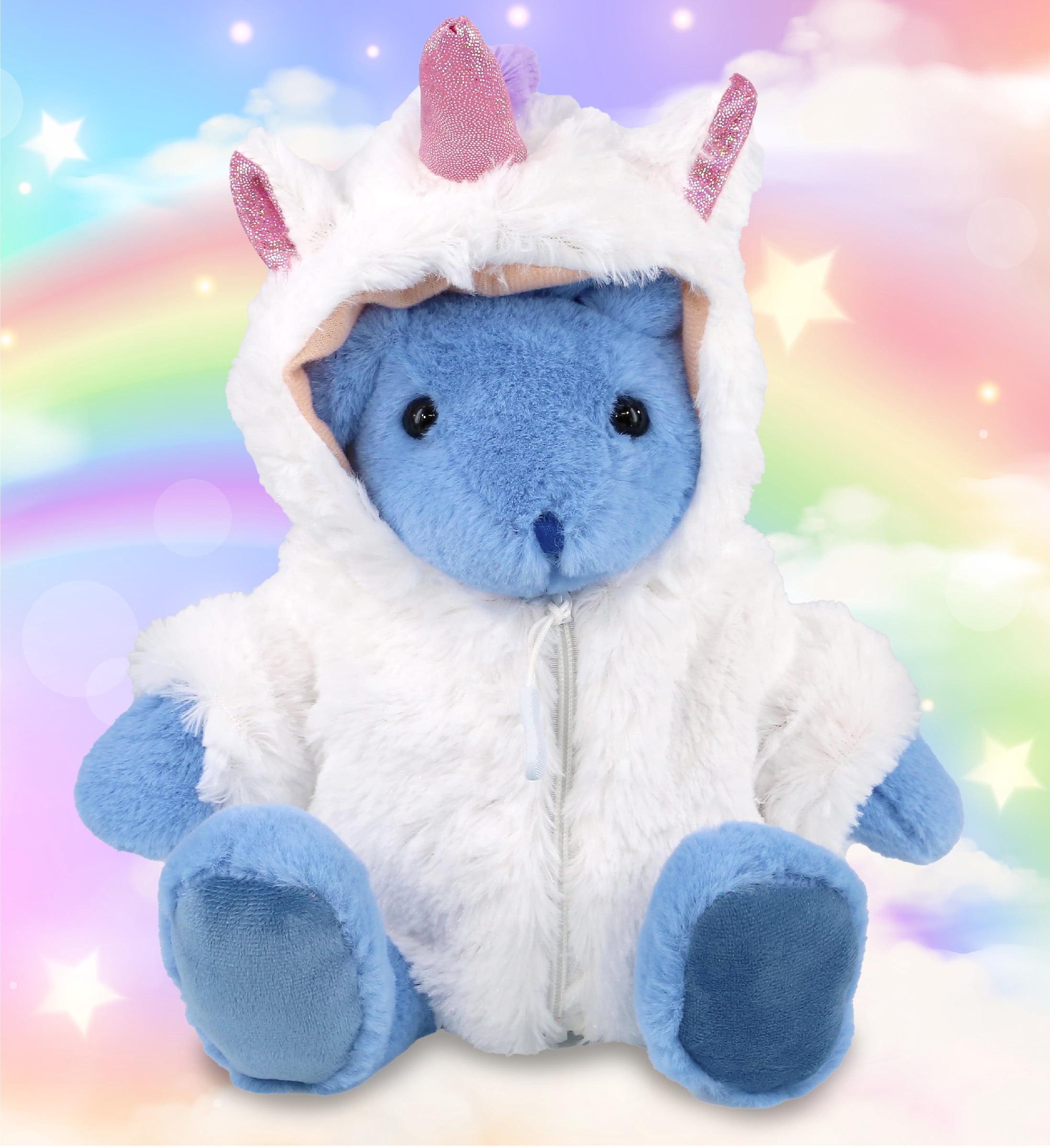 DolliBu Baby Blue Rabbit Unicorn Plush Stuffed Animal Toy - Super Soft Rabbit Unicorn Dress Up with Removable Plush Unicorn Outfit, Cute Rabbit Unicorn Fantasy Plush Gift with Unicorn Dress - 8 Inches