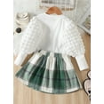 thumbnail image 4 of Toddler Girl 2 Piece Outfit Long Sleeve Shirts and Plaid A-Line Skirt Set for Toddler Fall Clothes,1-6T, 4 of 10